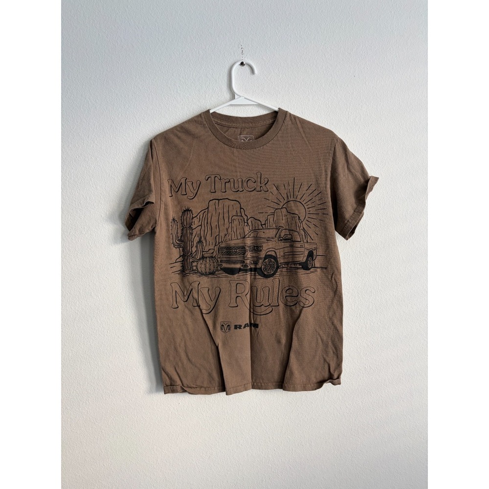 Dodge RAM T-Shirt Mens Small / Medium Brown My Truck My Rules Graphic Cotton